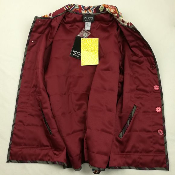 NWT Koos of Course Blazer Jacket Silk Floral Paisley Quilted Quilt Lined - Picture 5 of 8